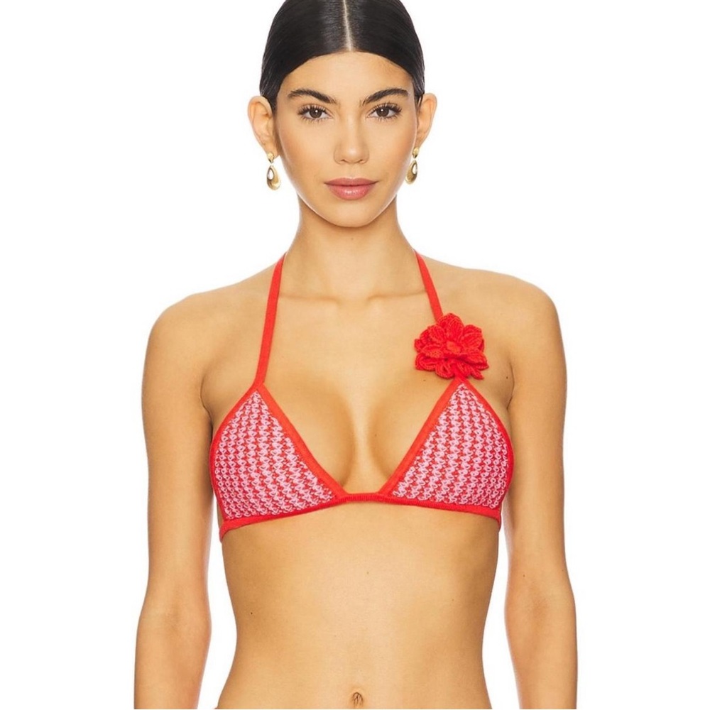 DEVON WINDSOR Red Houndstooth Bikini Top